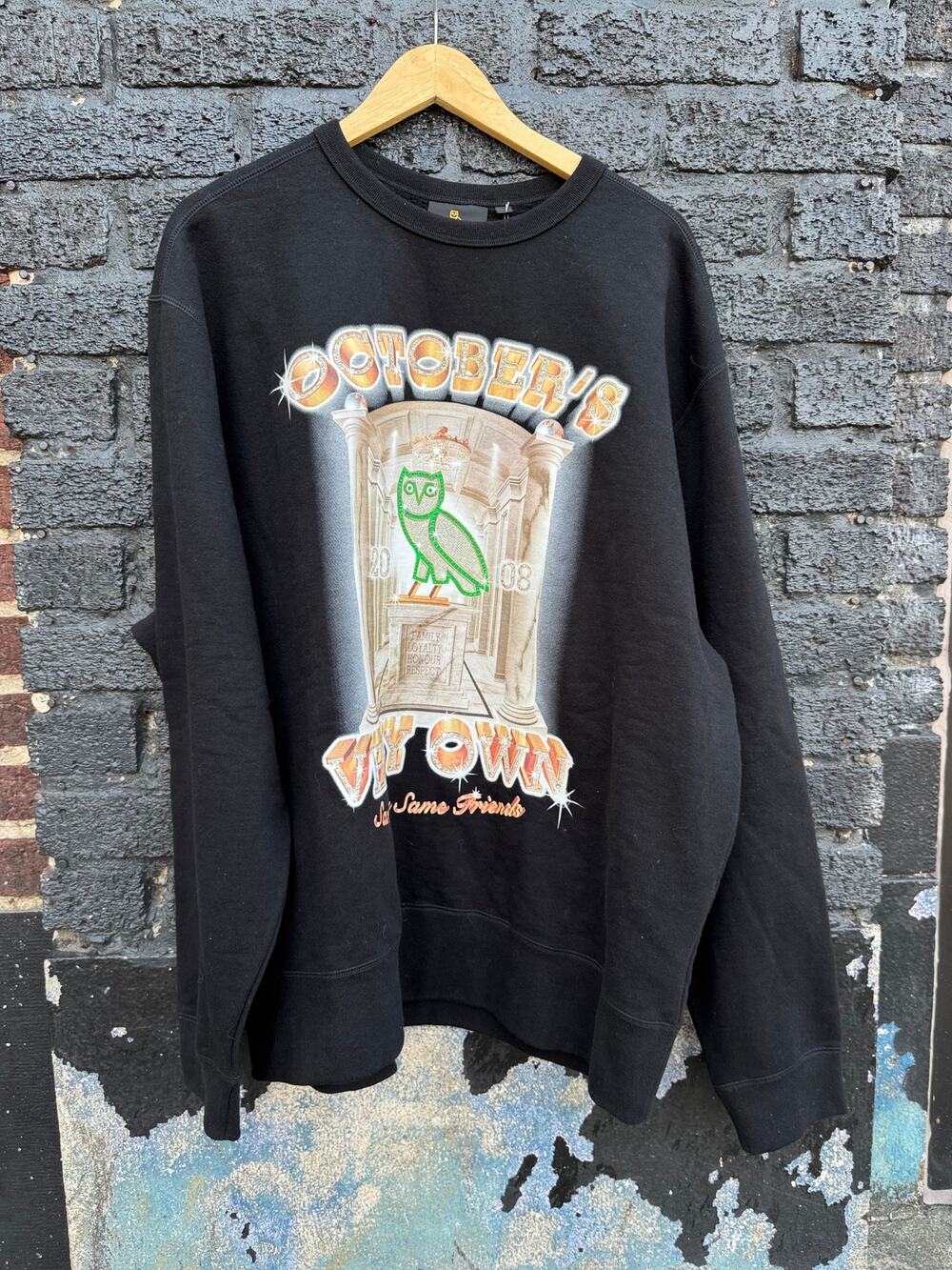 OVO October’s Very Own “Same Friends” Black Crewneck Size 2XL